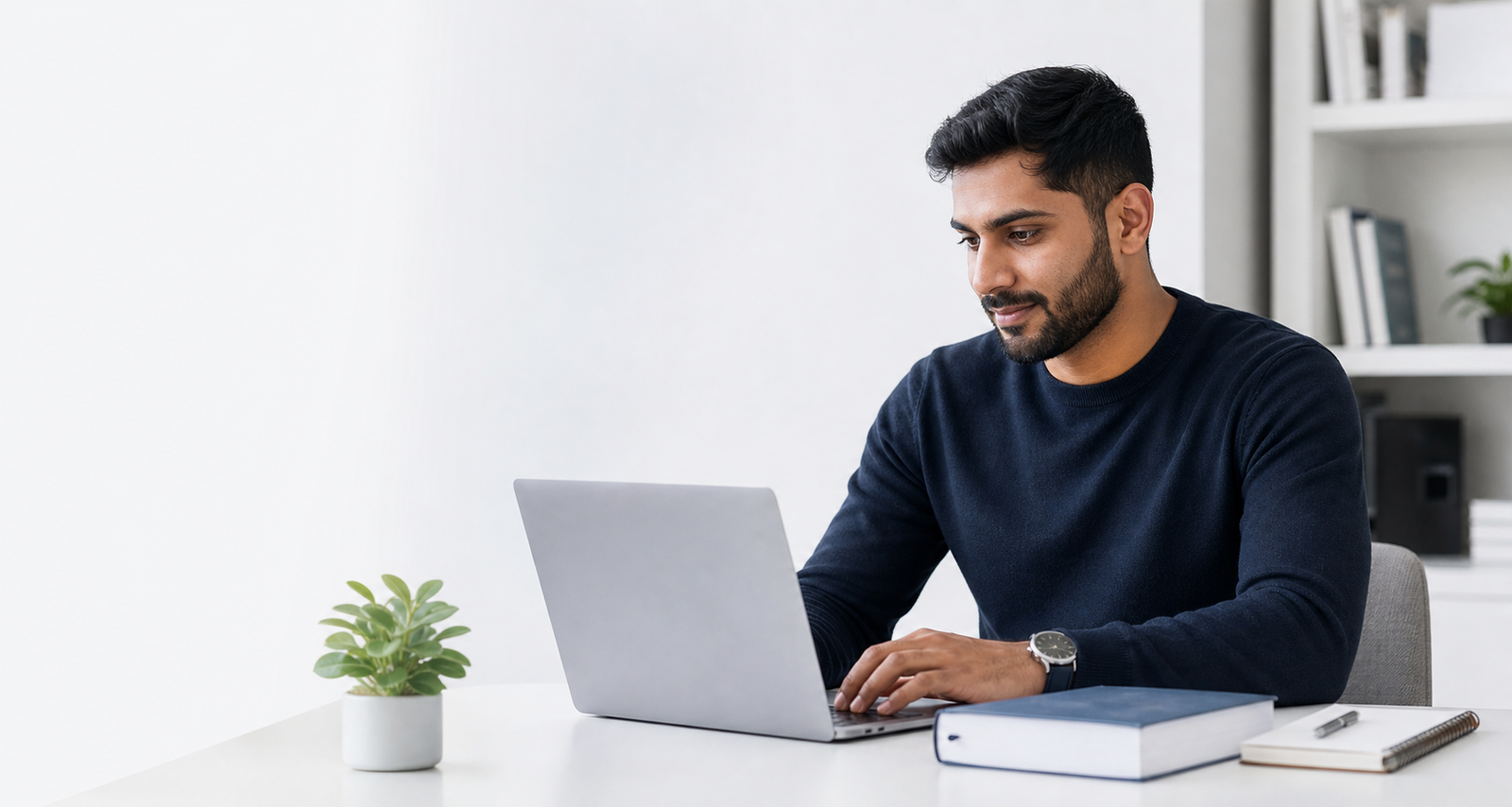 Medical graduate preparing for a computer-based examination